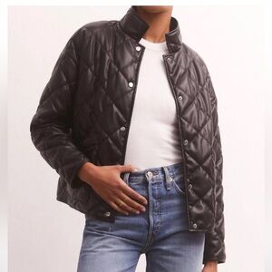 Z supply oversized button up puffer jacket quilted